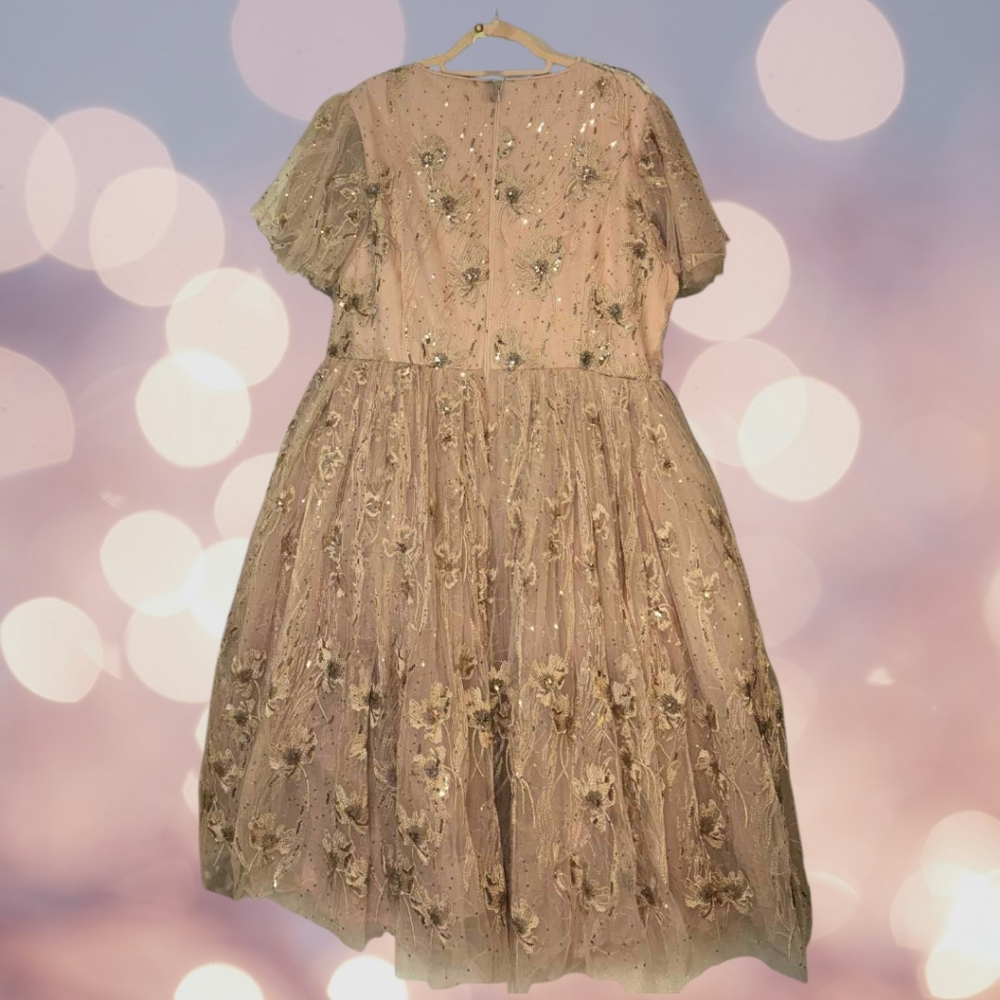 NWT JessaKae Eloise Pink Blush Sequin Midi Dress - Picture 4 of 10